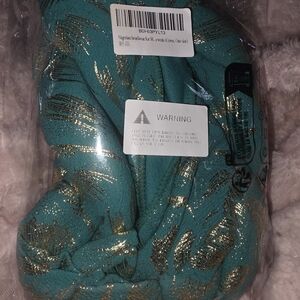 Teal and Gold Patterned Fabric